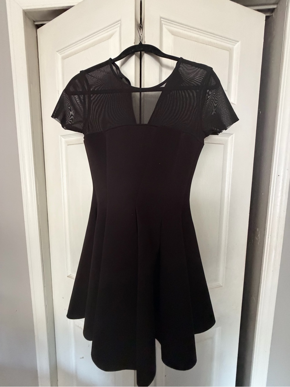 Maje size small LBD Fit-and-Flare Dress with Sheer Yoke